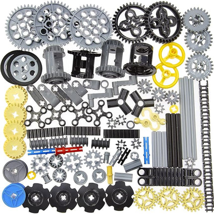 100+PCS Technic Gears & Axles Compatible with Lego Technic Sets - Gears, Rack, Pins, Axles, Differential for Car Building Brick Accessories - Random Color