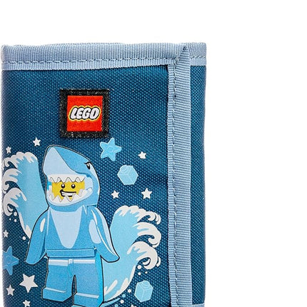 LEGO Trifold Wallet, Kids Unisex Wallet for Boys and Girls, with Clear ID Window, Card and Cash Pockets and Secure Hook and Loop Closure, Shark Guy