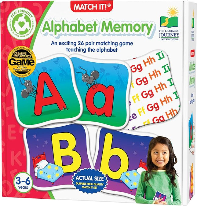 The Learning Journey: Match It! Memory - Alphabet - Capital and Lowercase Letter Matching Game with 26 Matching Pairs - Memory Games for Kids 3 and Up - Award Winning Toys