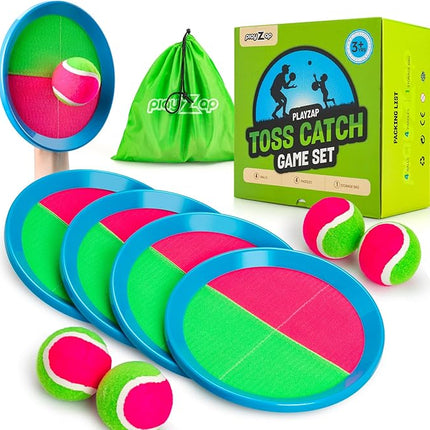 PlayZap Toss and Catch Ball Set Upgraded - Toddler Toys Kids Games for Whole Family - Water-Resistant Great for Beach Pool Yard Games - Classic Gift for 3 4 5 6 7 8 9 10 11 12+ Years Old Boys Girls