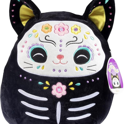 Squishmallows 12" Zelina The Day of Dead Cat - Official Kellytoy Plush - Cute and Soft Black Kitty Stuffed Animal - Great Gift for Kids