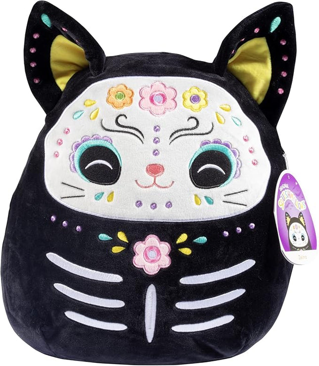 Squishmallows 12" Zelina The Day of Dead Cat - Official Kellytoy Plush - Cute and Soft Black Kitty Stuffed Animal - Great Gift for Kids
