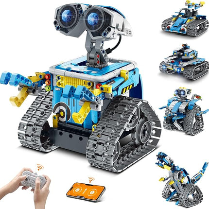 Robot Building Kit with Remote Control STEM Gifts for Kids Boys Ages 8-14, Technic Coding Robotic Toys for Teen‘s Birthday, Build 5in1 Models with 488 Pieces
