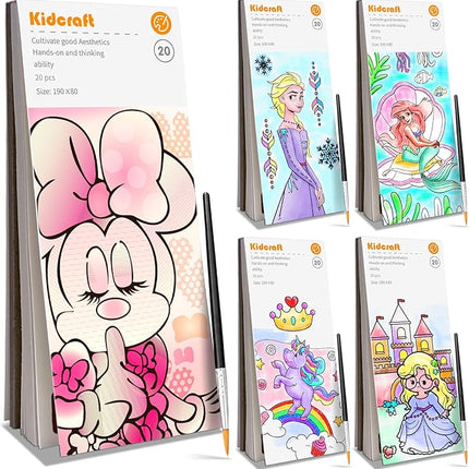 Paint with Water Coloring Books for Kids - 5 Pack, Pocket Mess Free Watercolor Painting Kit, Water Color Paint Set Arts and Crafts Gift for Girls Ages 4 5 6 7 8+, Travel Activity Toy