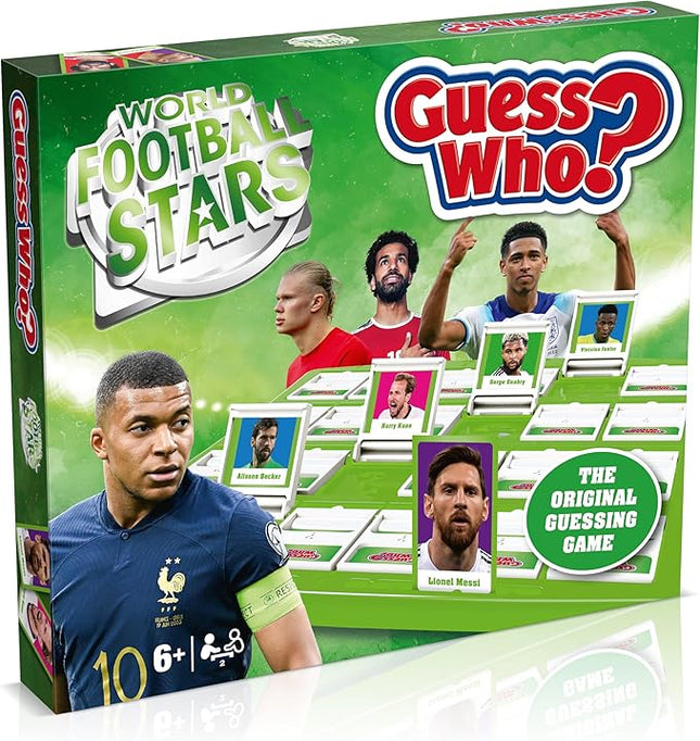 Winning Moves World Football Stars, Guess Who? Green Board Game, Play with Messi, Ronaldo, Harry Kane, Salah, Easy to Setup, Gift for Kids Ages 6 and up, One Size Fits All