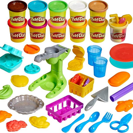 Play-Doh Farmer's Market Kitchen Playset, 28 Play Food Accessories & Tools, 11 Colors, Back to School Classroom Supplies, Preschool Toys, Ages 3+ (Amazon Exclusive)