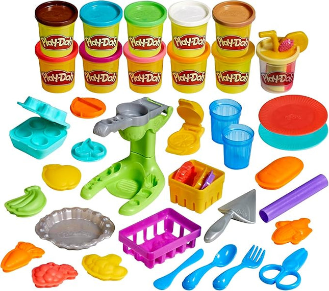 Play-Doh Farmer's Market Kitchen Playset, 28 Play Food Accessories & Tools, 11 Colors, Back to School Classroom Supplies, Preschool Toys, Ages 3+ (Amazon Exclusive)