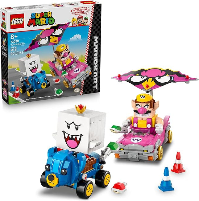 LEGO Super Mario: Mario Kart – Wario & King Boo Building Toy for Kids - Buildable Car Toys W/Drifting Action for Boys & Girls, Ages 8+ - Pretend Play Gift Idea for Birthdays & Any Gaming Fans - 72038