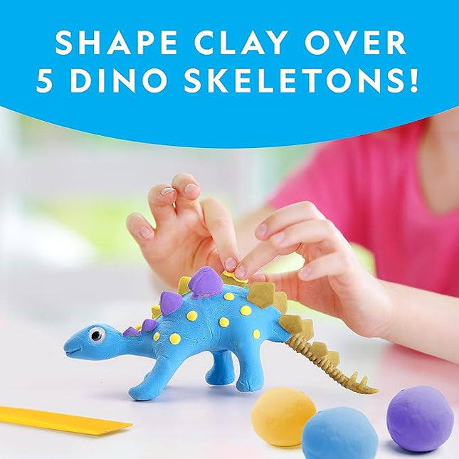 NATIONAL GEOGRAPHIC Clay Dinosaur Arts & Crafts Kit - Dinosaur Air Dry Clay for Kids with 5 Clay Colors, 5 Dino Skeletons & Googly Eyes, Dinosaur Activity for Girls and Boys Ages 4 5 6 7 8 9 & 10