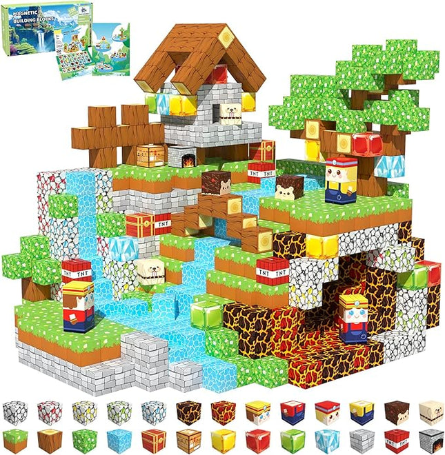 100PCS Magnetic Blocks for Kids 4-8, Magnetic Building Blocks Cubes, Stacking Magnetic Building Tiles Toys for Kids Toddlers Boys Girls Ages 3 4 5 6 7 8-12 Birthday Gifts