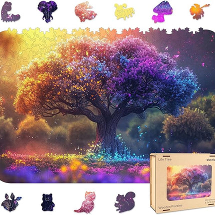 Wooden Puzzles for Adults 1000 Pieces, Tree of Life Wooden Jigsaw Puzzles Unique Shape Adult Puzzles, Irregular Wood Puzzles Creative Gift for Adults Family Game (23.4 x 16.1 in)