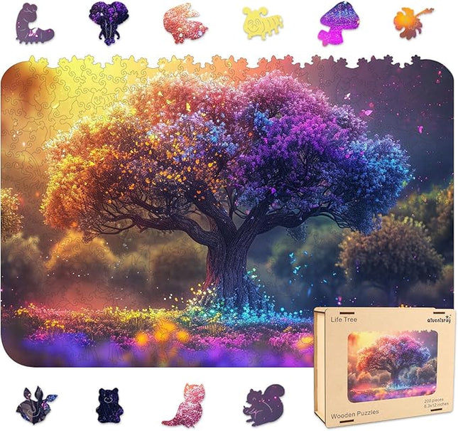 Wooden Puzzles for Adults 1000 Pieces, Tree of Life Wooden Jigsaw Puzzles Unique Shape Adult Puzzles, Irregular Wood Puzzles Creative Gift for Adults Family Game (23.4 x 16.1 in)