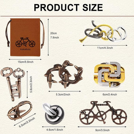 9pcs Metal Puzzle for Adult Disentanglement Puzzles Lock Puzzle Games Set Gift for Adults Teenagers