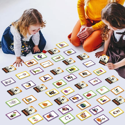 gisgfim 50 Pairs Memory Matching Game Happy Halloween Concentration Memory Games Card for Kids Educational Ages 3-8 A Fun & Fast Halloween Theme Matching Games
