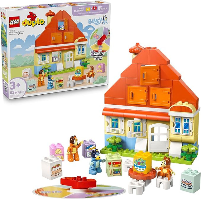 LEGO DUPLO Bluey: Bluey’s Family House with Memory Game - Toddler Toy for Kids Ages 3+ - Memory Game Playset Includes Bluey Figure - Preschool Toy Gift Idea for 3 Year Old Girls and Boys - 10459
