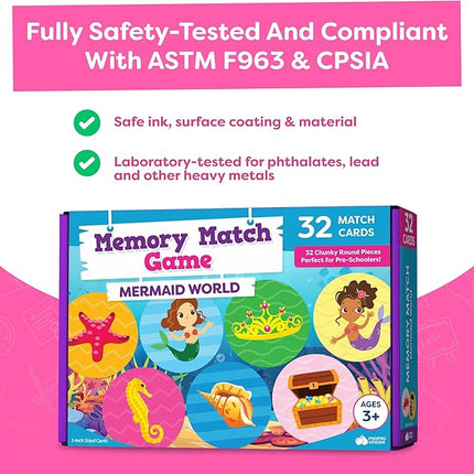 Mermaid Toys for Girls 4-6 Matching Game - Memory Game for Kids - Girls Toys 4-5 - Mermaid Gifts - 4 Year Old Girl Birthday Gifts - Kids Games Preschool Educational Toys