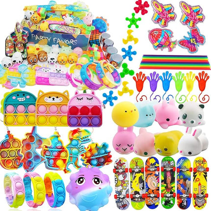109 PCS Premium Party Favors Toys for Kids,Assortment Mini Pop Fidget it Toys for All Ages Kids,Classroom Prizes,Treasure Chest, Prize Box Toys, Goody Bag Fillers,Carnival Prizes for Boys Girls 4-10