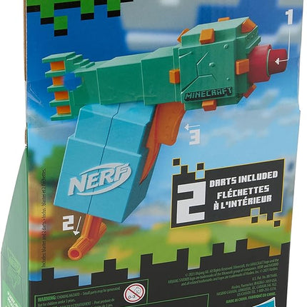 Nerf MicroShots Minecraft Guardian Mini Blaster, Minecraft Guardian Mob Design, Includes 2 Official Elite Darts, Priming Handle