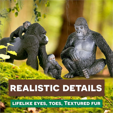 Terra by Battat – 4 Pieces Gorilla Toys Family Set – Realistic Gorilla Figurines – Zoo Animal Toys for Kids and Toddlers 3+ Years – Plastic Jungle Animals