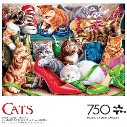 Buffalo Games - Shoe Closet Kittens - 750 Piece Jigsaw Puzzle for Adults -Challenging Puzzle Perfect for Game Nights - Finished Size is 24 x 18