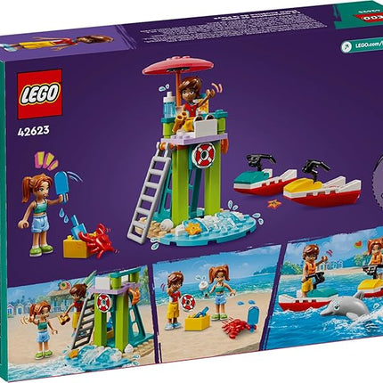 LEGO Friends Beach Water Scooter, Lifeguard Toy Building Set for Kids, Beach Toy Gift Idea for Girls and Boys Ages 5 Years and Up with 2 Mini Dolls and a Dolphin Toy Figure, 42623