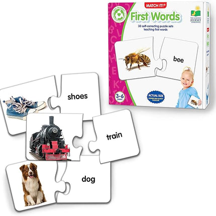 The Learning Journey: Match It! - First Words - 30 Piece Self-Correcting Words with Matching Images for Emerging Readers - Sight Words Puzzle for Kids Ages 3 and Up - Award Winning Toys , White