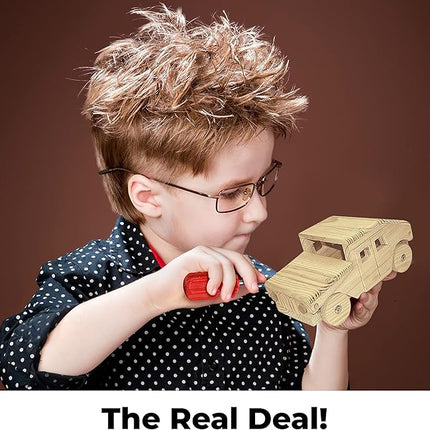 Kraftic Woodworking Building Kit for Kids and Adults, 3 Educational DIY Carpentry Construction Wood Model Kit STEM Toy Projects for Boys and Girls - Wooden Military Vehicle, Excavator and Bird-Feeder