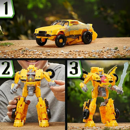 Transformers Toys Rise of The Beasts Movie, Beast-Mode Bumblebee Converting Toy with Lights and Sounds, Ages 6 and up, 10-inch