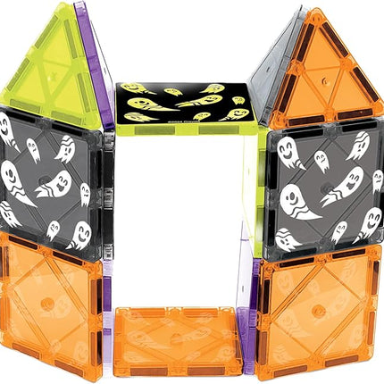 CreateOn Crayola Halloween Glow in The Dark Magnetic Tiles Set, Building Set for Kids, STEM Toys for Boys and Girls Ages 3 and Up, 14-Piece Set