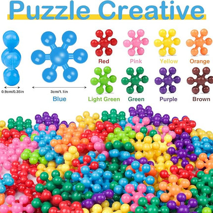 NEOACT 600 PCS Building Blocks Connect Toys,Interlocking Solid Plastic Educational Toys Sets for Preschool Kids Boys and Girls Aged 3+, Promote Fine Motor Skills and Sensory Development.