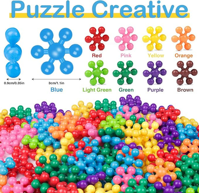 NEOACT 600 PCS Building Blocks Connect Toys,Interlocking Solid Plastic Educational Toys Sets for Preschool Kids Boys and Girls Aged 3+, Promote Fine Motor Skills and Sensory Development.