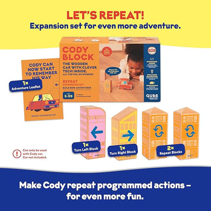 Cody Block Repeat Expansion Set, Educational Wooden Building Blocks and Car STEM Toys for Preschool Kids Ages 3+