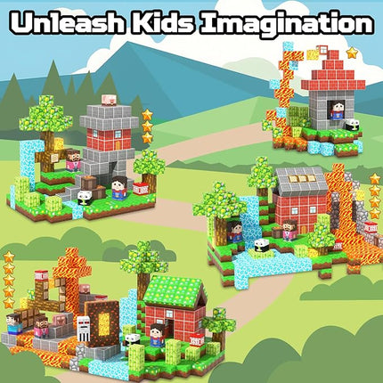 Magnetic Blocks, 150PCS Magnetic Building Blocks Light Up, Stacking Magnets for Kids, Sensory Toy for STEM Constructions Magnet Blocks for Boys Girls Age 3+, Christmas Birthday Gifts