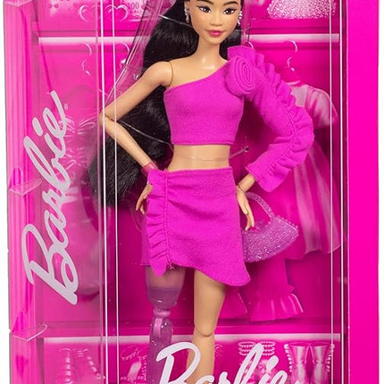 Barbie Deluxe Style Doll #2 in Barbiecore Outfit, Black Hair and Glittery Prosthetic Leg, Pink Top and Skirt Set with Rosette Detail and Accessories