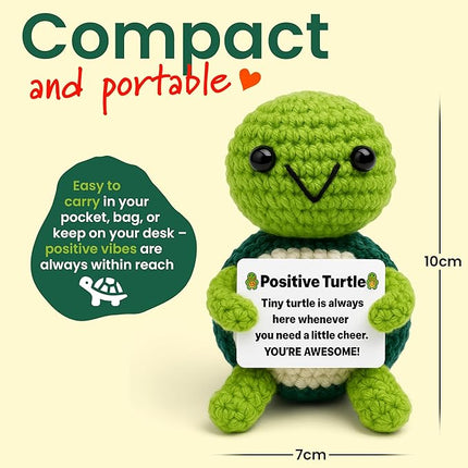 Positive Turtle New - Positive Crochet Animals Handmade Emotional Support Crochet Doll Desk Decor Pickle Gifts Emotional Support Plush for Anxiety & Stress Relief
