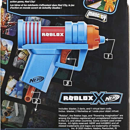 Nerf Roblox Mad City: Plasma Ray Dart Blaster, Pull-Down Priming Handle, 2 Elite Darts, Code to Unlock in-Game Virtual Item