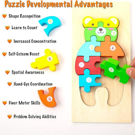 Montessori Mama Wooden Toddler Puzzles for Kids Ages 2-4, Montessori Toys for 3 Year Old, Animal Toddlers Toys Ages, 4-Pack Learning Toddler Puzzle