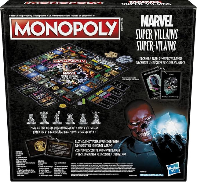 Monopoly: Marvel Super Villains Edition Board Game for Families and Kids Ages 8 and Up, Marvel Game for 2-6 Players