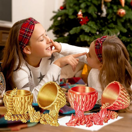 Winged Dragon Surprise Egg 3D Printed Eggs with Dragon Inside Collectible Fantasy Desk Toy Gifts for Kids Adults Christmas Easter Birthdays Holiday Decor(Orange Red,Large)