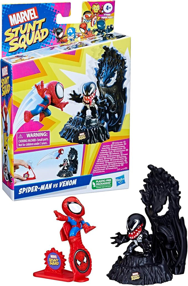 Marvel Stunt Squad Spider-Man vs. Venom Playset, 1.5-Inch Super Hero Action Figures, Marvel Toys for Kids Ages 4 and Up