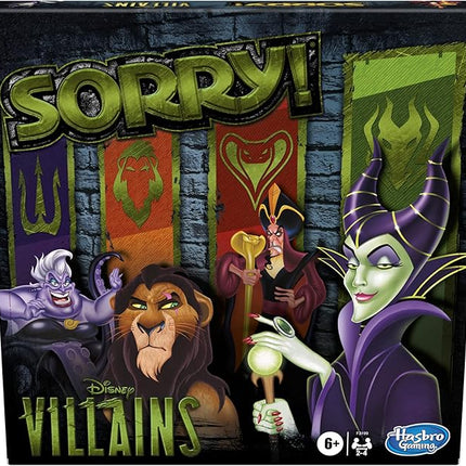 Hasbro Gaming Sorry! Board Game: Disney Villains Edition Kids Game, Family Games for Ages 6 and Up (Amazon Exclusive)
