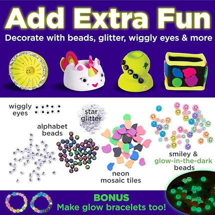 Faber-Castell Neon Glow Pottery Studio: Create Your Own Pottery Designs with USB-Powered Pottery Wheel, Air Dry Clay, Neon & Glow in The Dark Paints, Tools & 50+ Craft Supplies for Kids (Ages 8+)