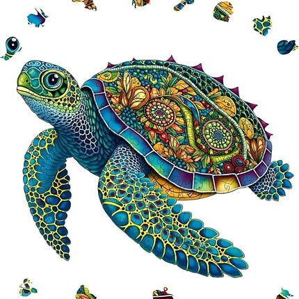Wooden Puzzles, 242 PiecesSea Turtle Jigsaw Puzzles, Unique Shaped Wooden Puzzle for Adults and Kids, Family Game (Sea Turtle, Medium)