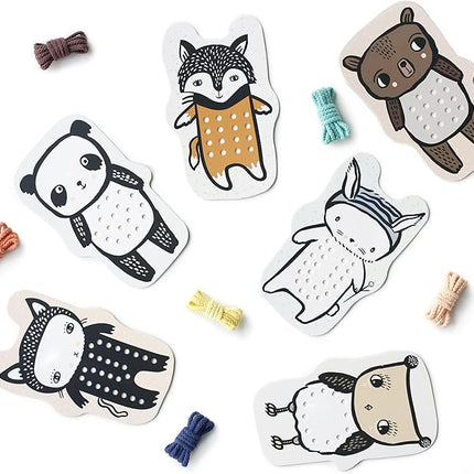 Wee Gallery Baby Animals Lacing Cards, Sewing Board and Travel Game for Toddlers and Preschoolers, Fine Motor Skills Toy, Montessori-Inspired Educational Kids Craft Activity for Ages 3+