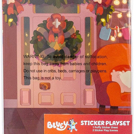 Bluey Holiday Sticker Playset, 50+ Repositionable Stickers, Double-Sided Play Scene, Christmas Toys & Games, Stocking Stuffers, No-Mess Toddler Travel Toys, Holiday Road Trip Activities for Kids