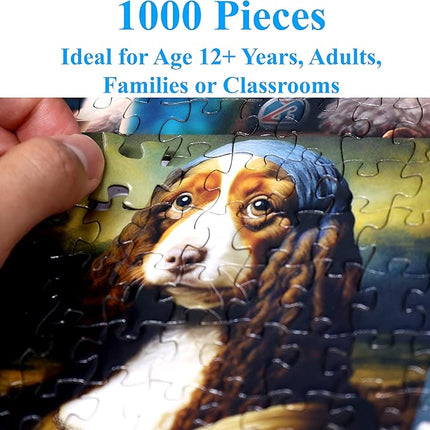 Think2Master Funny Dogs 1000 Pieces Jigsaw Puzzle Featuring heartwarming Puppies and Dogs. Fun for Teens, Seniors & Families. Great Gift for Kids Ages 13+ Size: 26.8” x 18.9