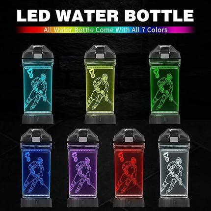 YuanDian Hockey Gifts for Boys, Light Up Water Bottle - 14 OZ Tritan BPA Free Eco-Friendly - Cool LED Sport Cups Gift for Hockey Player School Kids Girl Child Christmas Holiday