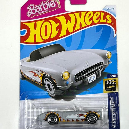 Hot Wheels 2024-1956 Corvette - Barbie - Gray with Flames - HW Screen Time 3/10