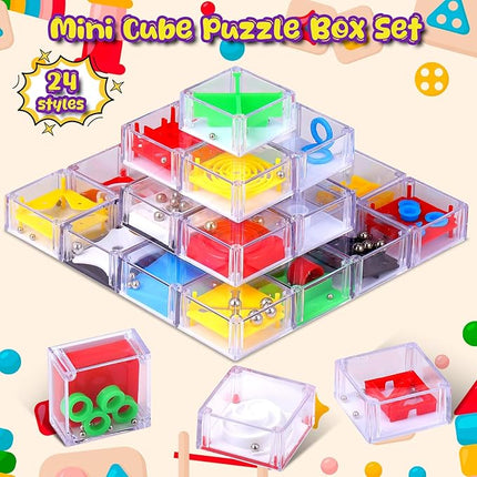 Sumind 24 Mini Maze Cube Puzzle Box Set, Balance Iq Maze Game 1.5 Inch 3D Brain Teaser Ball Ideal Prizes Gifts Puzzles Party Favor Games for Mind Challenge Gifts (Classic)