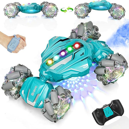 Remote Control Car Toys for Kids, Gesture Sensing RC Stunt Car, RC Cars for Boys Age 8-12, 2.4Ghz Hand Controlled Twist Cars, Ideal Birthday for Kids Age 6 7 8 9 10+(Lagon Blue)